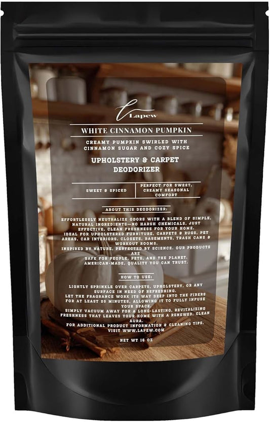 White Cinnamon Pumpkin Carpet Freshener Powder: Powerful Odor Eliminator for Home, Upholstery Deodorizer, Carpet Deodorizer, Pet Urine, Cat Litter Box - White Pumpkin Fragrance