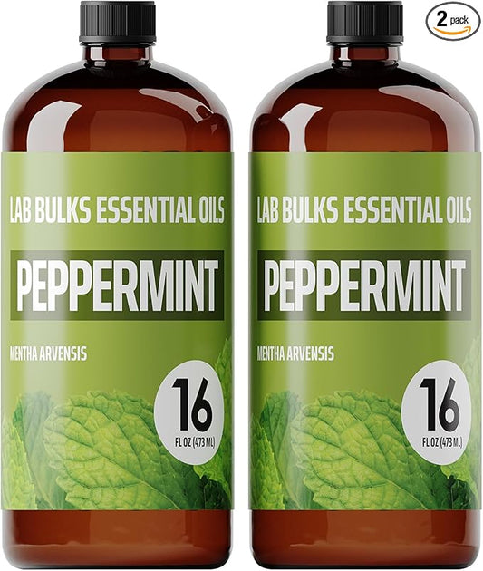 Peppermint Essential Oil (16 oz, 2 Pack) – Bulk Peppermint Oil for Diffusers, Candles, Cleaning & Sprays