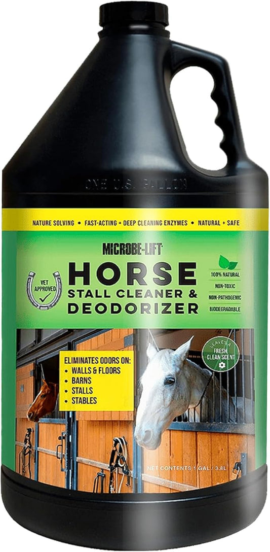 Microbe-Lift Horse Stall Cleaner & Deodorizer – 1 Gallon – Safe Concentrated Spray for Barns, Stables & Horse Areas – Fresh Clean Scent for All Surfaces – Food & Water Safe Formula