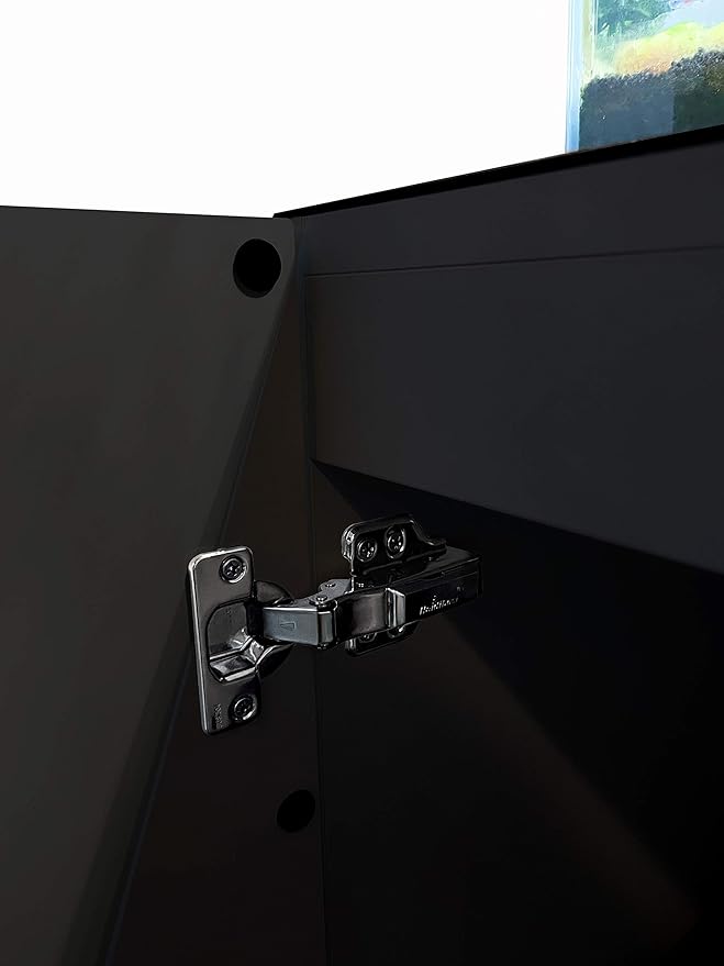 LANDEN Aquarium Wooden Stand and Cabinet for up to 16 Gal Tank, Fish Reptile Sea Salt WaterTank Stand, Nano Foam Leveling Mat Included, W23.6xD11.8xH31.5 in, Wooden Matte Black Painted(Stand Only)