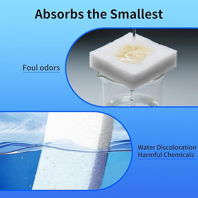 Aquarium Filter Floss- 1" Thick Multi-Layer Fish Tank Filter Floss Water Polishing Filter Pad, for Crystal Clear Water, Media Roll Cut to Size 12"x72"