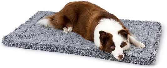 Stoutwool Indestructible Dog Bed - Fluffy Chew Proof Dog Crate Pad - Tough Kennel Pad for Aggressive Chewers - Washable, Ideal for Large Breeds & Fits 36-Inch Crate - 35"x22", Charcoal