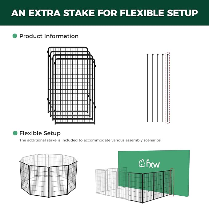 FXW Homeplus Unleashed Indoor Dog Playpen - Stress-Free and Safe Play, Heavy Duty 45 Inch 4 Wire Panels Dog Pen for Large Dogs, Black│Patented