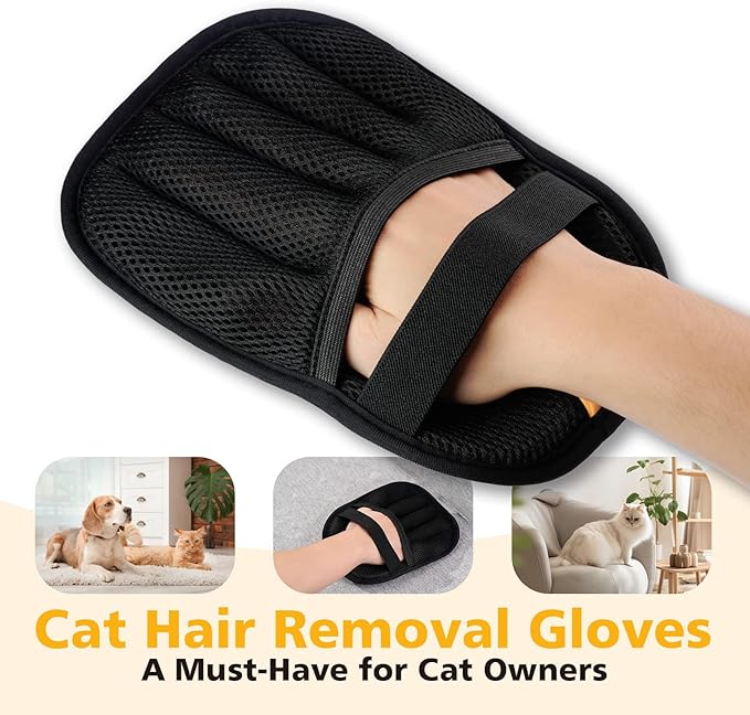Cat Hair Gloves for Pet Hair Removal，Reusable Cats & Dog Pet Hair Remover Electrostatic Gloves for Pets Grooming,Furniture,Carpet,Car,Couch