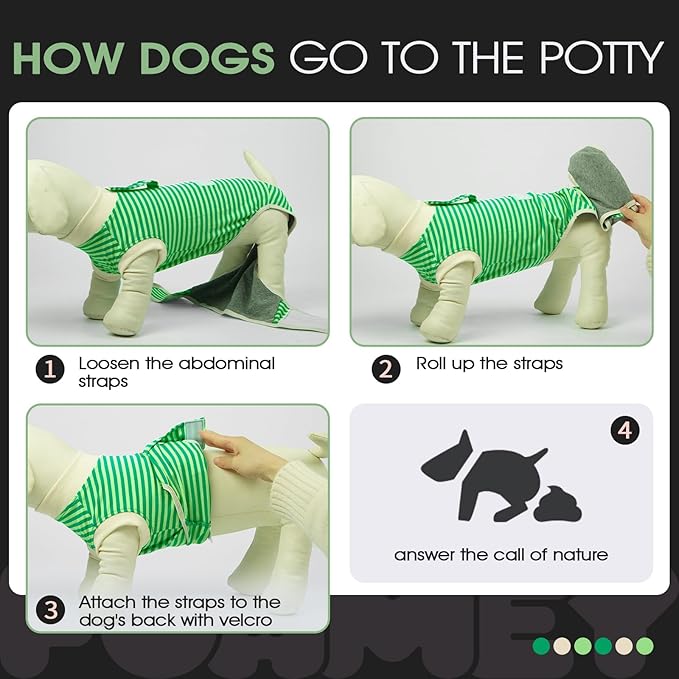 FUAMEY Dog Recovery Suit Male,Dogs Surgery Neuter Suits Puppy Spay Shirts for Female Protect Dog's Skin Anti Licking Abdominal Wounds Doggie Onesie Pet Bodysuit Alternative to Cone Green Stripes M