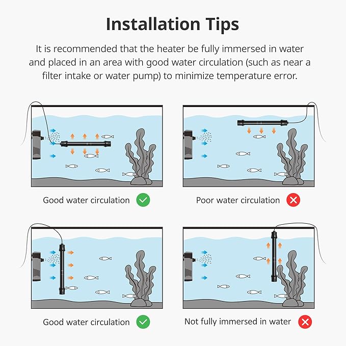 NICREW 200W Aquarium Heater with Temperature Adjustable Controller & Dual Sensors, 30-50 Gallon Submersible Fish Tank Heater, Overheat Protection