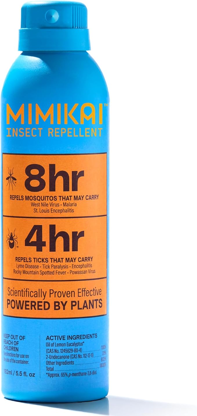 Mimikai Mosquito and Tick Repellent Spray, DEET-Free for Skin and Outdoor Use, Non-Toxic, Plant-Powered Skincare, 5.5oz
