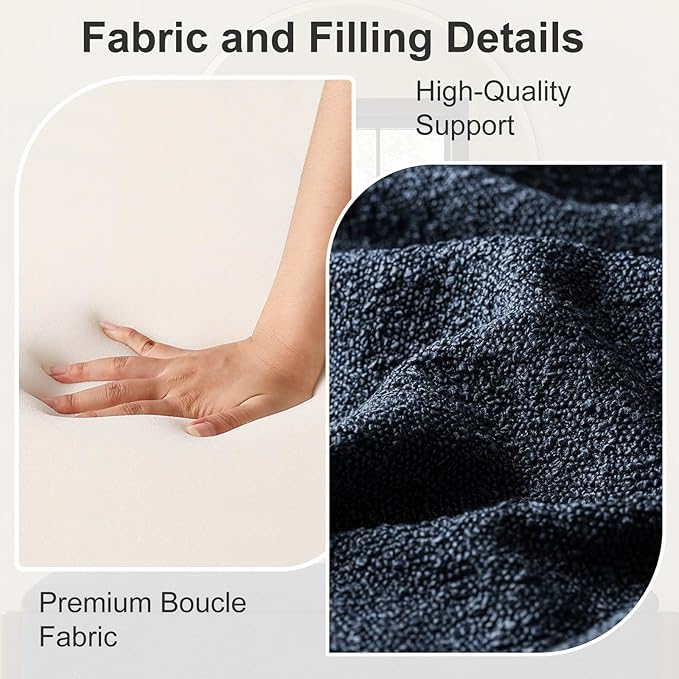 Storage Ottoman Bench, End of Bed Bench for Bedroom, 47" Boucle Upholstered Entryway Shoe Seat Bench, Holds up to 660 lb Storage Ottoman, Padded Blanket Chest Stool Foot Rest for Living Room Blue