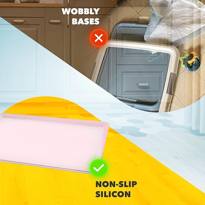 TidyFriend Dog Pee Pad Holder Tray Fits for 24” x 24” Wee Wee Pee Pads - Stable Grip, Raised Edges, Quick-Wipe Silicone Surface Dog Potty Tray Holder for Indoor Flooring Protection (Rose)