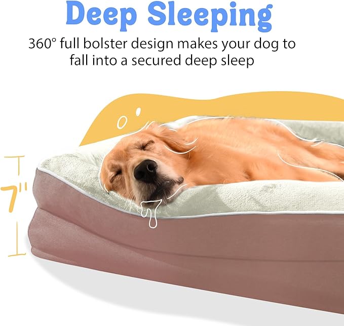 Orthopedic Foam Large Dog Bed XLarge Dog Beds with Removable Washable Cover Pet Bed with Bolster Waterproof Cover Extra Large Dogs Beds Big Size Pet