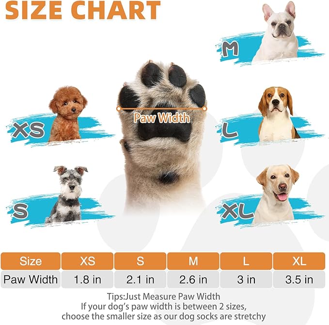 KOOLTAIL Dog Socks for Hot Pavement, Summer Breathable Dog Socks to Prevent Licking Paws, Non Slip Pet Boots&Paw Protectors for Hardwood Floor,Grippy Shoes for Small Medium Large Senior Dogs,Orange XS