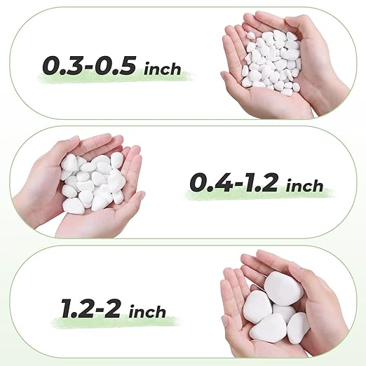 SIDONG 5 LB White River Rocks, 0.3-0.5 Inches Matte Pebbles for Indoor Plants, Aquarium Rocks Used in Fish Tank, Decorative Stones for Plants, Vases, Home Décor, Crafting, Garden Landscaping