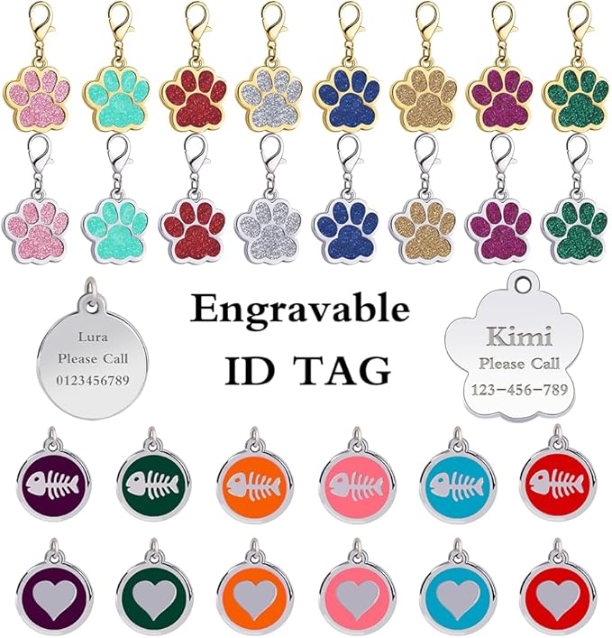 Personalized Breakaway Cat Collars Glow-in-The-Dark with ID Tag, Bell - Safety Quick - Release, Customizable for Female Male Kittens & Cats (Purple)