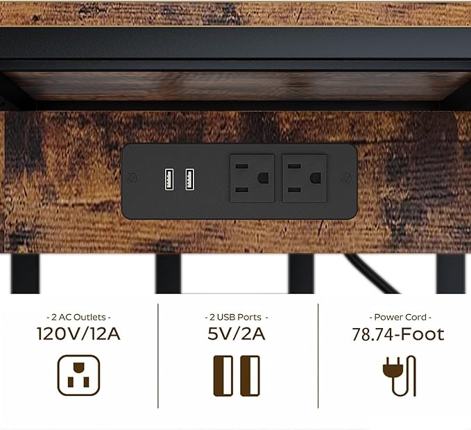 Reinforced 40-50 Gallon Aquarium Stand with Power Outlet | Ultra-Stable 750LBS Capacity Metal Fish Tank Stand for Reptile/Aquatic Setups, 5-Tier Adjustable 37"x19" Steel Shelving System
