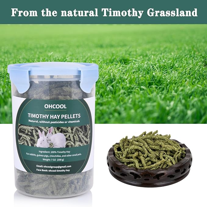 Timothy Hay Pellets 63oz (9 * 7 oz) - 100% Timothy Premium Nutrition Pellet for Tortoise, Rabbits 63 oz