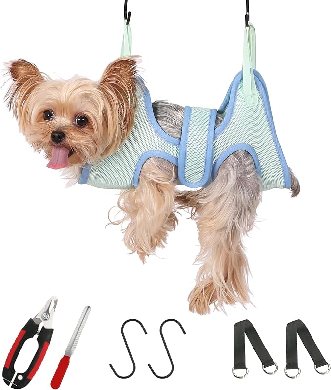 Guzekier Pet Dog Grooming Hammock Harness for Cats & Dogs, Dog Sling for Grooming, Dog Hammock Restraint Bag with Nail Clippers/Trimmer, Nail File, Pet Comb,Ear/Eye Care