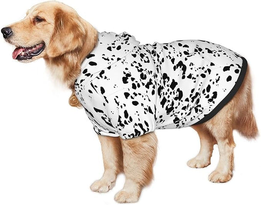 Dalmatian Hoodie, Cute Halloween Cosplay Winter Costume With Pocket, Dalmatians Print Clothes for Medium Large Dogs