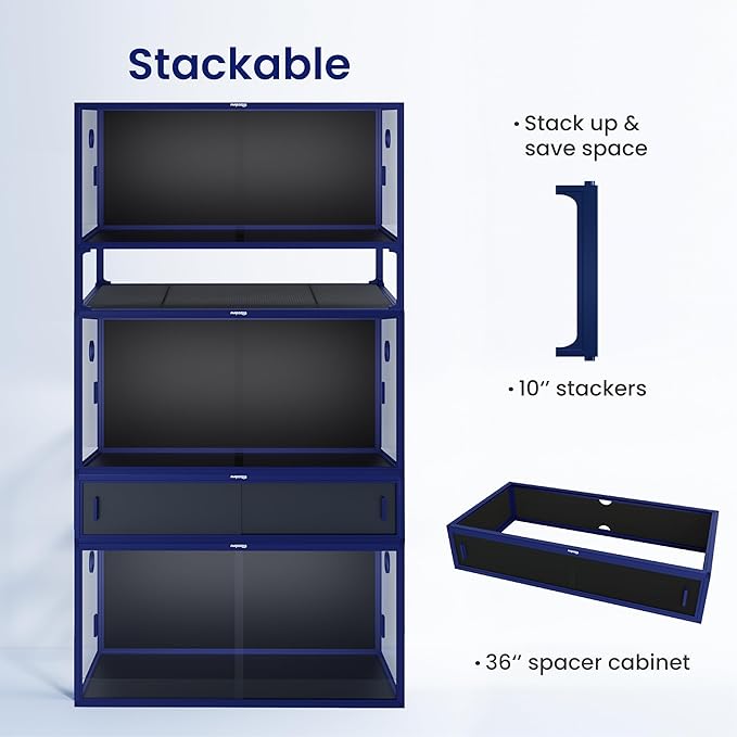 50 Gallon Bearded Dragon Tank, Reptile Enclosure for Easy Maintenance, Front Opening Reptile Tank with Top Screen Ventilation & Glass Sliding Door 36''x18''x18''