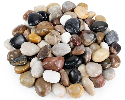 River Rocks for Landscaping, 20lbs Colorful Pebbles for Indoor Plants, 1-2 Inch Decorative Rocks for Planters, High Polished Stones for Vase Filler Fish Tank Garden