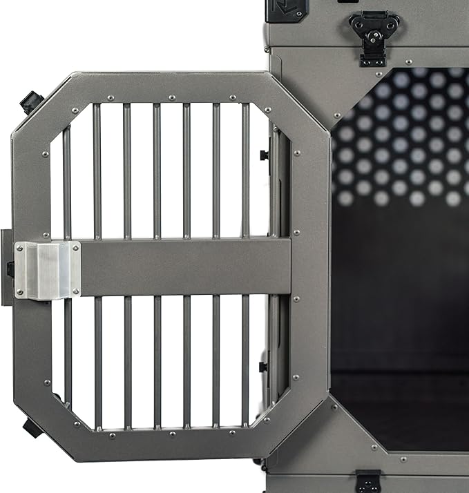 ROCK CREEK CRATES Collapsible Dog Crate: Meticulously Engineered, Durable Aluminum Construction, Non Slip Feet | 10 Year Warranty | Ideal for Indoor & Vehicle Use (Midnight Black, 30 Inch)