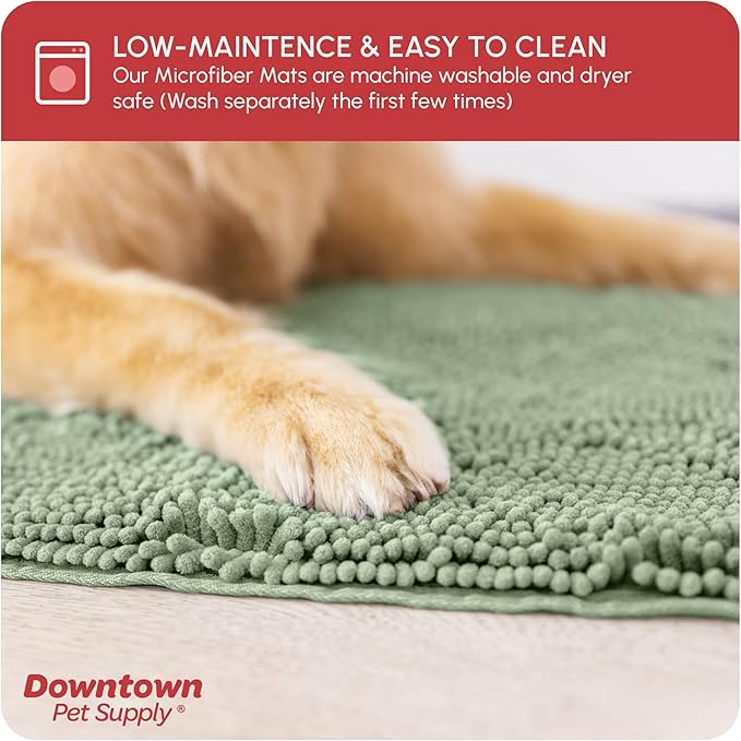 My Doggy Place Microfiber Dog Mat for Muddy Paws, 36" x 26" Sage - Absorbent and Quick-Drying Dog Paw Cleaning Mat, Washer and Dryer Safe - Non-Slip Rubber Backed Dog Floor Mat, Large