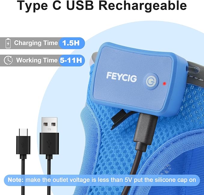 Light Up Dog Harness,Rechargeable LED Dog Harness for Small Medium Large Dogs,Reflective Lighted Safety Vest for Night Walking & Camping,Lightweight & Adjustable,Sky Blue,S