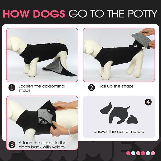 FUAMEY Dog Recovery Suit Male,Dogs Surgery Neuter Suits Puppy Spay Shirts for Female Protect Dog's Skin Anti Licking Abdominal Wounds Doggie Onesie Pet Bodysuit Alternative to Cone Black L