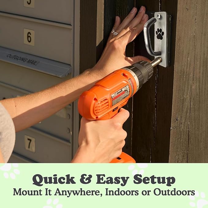 Canine Hitch- Secure Dog Leash Parking Mounted Indoor – Outdoor Wall Hook - Tie Out Stainless Steel Practical Lead Management for Home & Business, Slim Compact 2 Pack