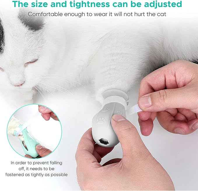 4 Pieces Cat Scratch Cover for Nursing Rehabilitation Cat Boots for Cats Only, Adjustable Cat Bathing Gloves (Grey)