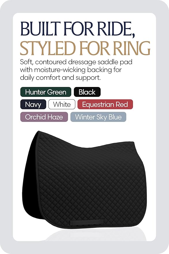 Equinavia Harstad Dressage Saddle Pad | Classic & Durable | Moisture-Wicking Tricot Backing