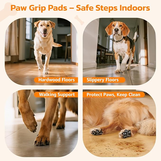 Non-Slip Dog Paw Protector Pads for Senior Dogs, Dog Paw Traction Stickers with Anti-Slip Rubber, Help Dogs Walk on Hardwood Floor, Pink 48pcs, XXXL for 80+lbs