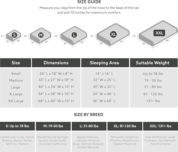 K9 Ballistics Tough Bolster Orthopedic Sofa Dog Bed with Removable Washable Cover - Durable, Water Resistant with Nonskid Bottom - Small, Taupe Premium Finish