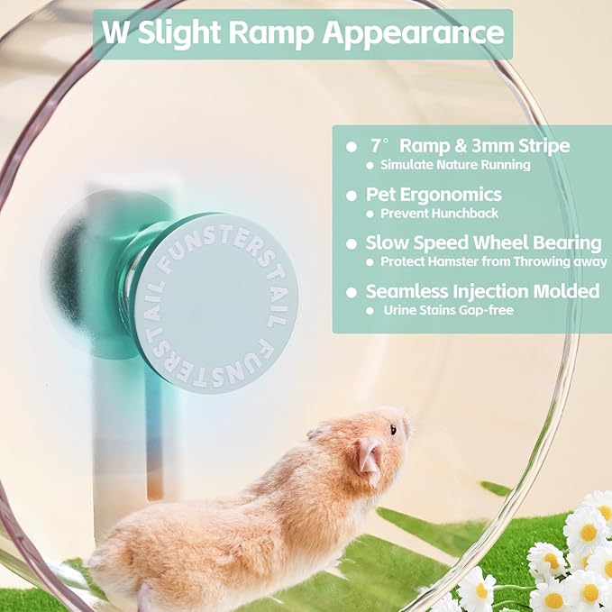 Super Silent Hamster Wheel 10.4 Inch, Magnetic Large Rat Wheel for Chinchilla, Gerbil, Guinea Pig, Cat, Mouse, Sugar Glider and Dwarf, Syrian Hamster Accessories (Salt Blue)