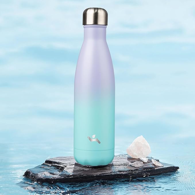 Insulated Water Bottles,17 oz Double Wall Stainless Steel Vacumm Metal Flask for Sports Travel,Lavender Green