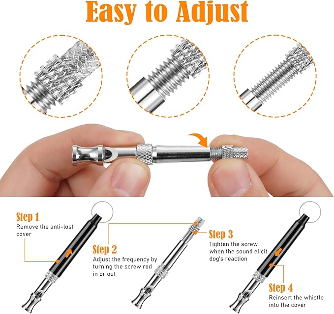Dog Whistle, Dog Whistle to Stop Barking Neighbors Dog, Adjustable Ultrasonic Silent Training Device, Black