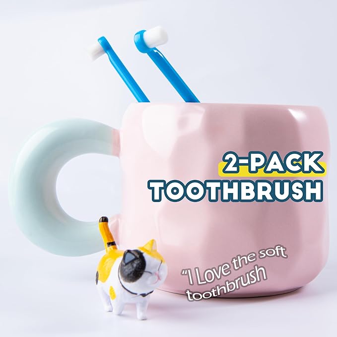 Small Dog Toothbrush, Cat & Puppy Tooth Brushing Kit, Ultra Soft & Mini Head Teeth Brush for Kitten & Tiny Pet, Doggy Toothbrushes Deep Dental Cleaning, 2 PCS - Blue