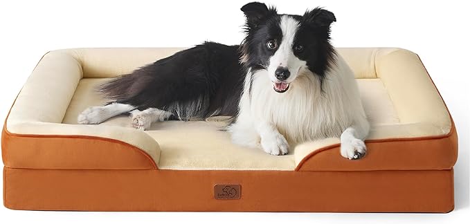 Bedsure Orthopedic Dog Beds Large Sized Dog - Washable Large Dog Cat Bed Waterproof, Comfort Dogs Couch Sofa with Washable Removable Cover, Pet Bed with Nonskid Bottom, Ember Clay, 35"