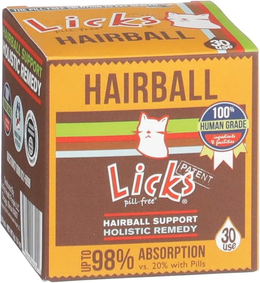 Cat Hairball Support - Cat Grooming Supplies Remedy - Beeswax & Cod Liver Oil Hairball Control - Skin Supplement - Gel Packets - 30 Use