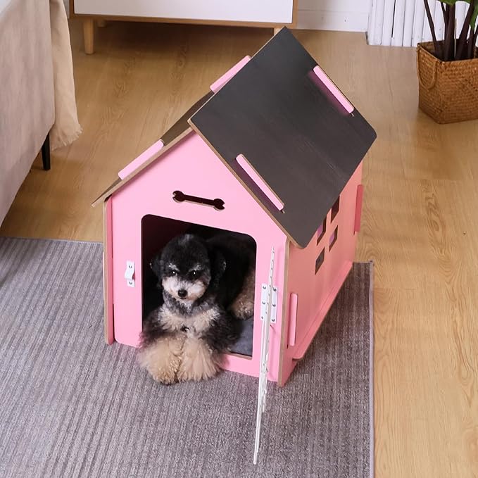 Dog House Indoor for Small Dogs or Cats, Cozy Wooden Design, Small Indoor Bed House, with Air Vents and Elevated Floor Warm Dog Cave