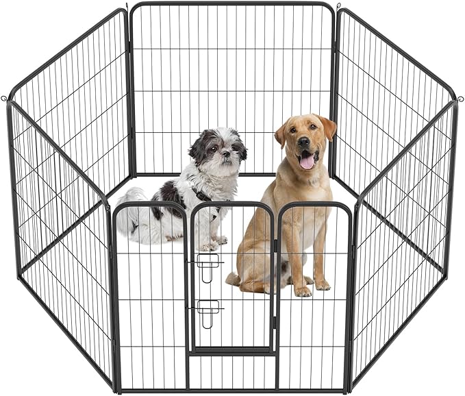 BestPet | Dog Playpen | 32 Inch, 6 Panels | Heavy Duty Metal Pet Exercise Pen | Indoor Outdoor Fence Panels | Rust-Resistant, Removable, Tool-Free Setup | Anti-Skid, Expandable Design