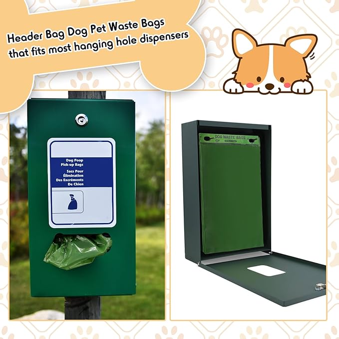 Ireer 5000 Pcs 50 Counts 5000 Pcs Header Bag Bulk Dog Pet Waste Bags Poop Easy Single Pull for Poop Dog Waste Station Fit Hang Hole Dispenser Home Outdoor (Green)