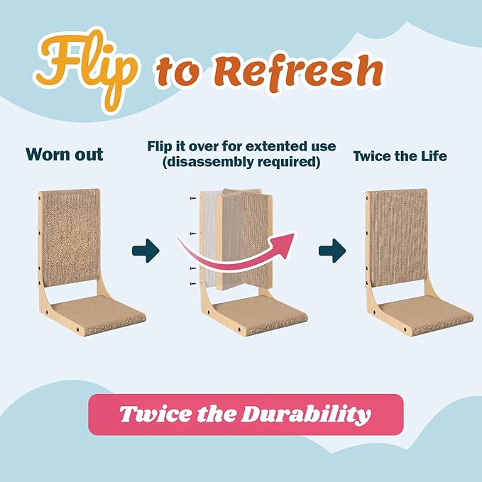 2-Pack Cat Scratching Board, 19.7'' Tall Cardboard L Shape Vertical Cat Scratchers for Indoor Cats, Cat Scratching Post for Wall and Couch, Medium