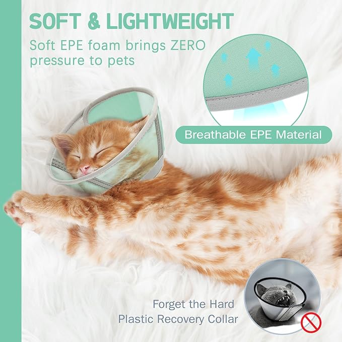 Cat Cone Collar Soft, Cat Recovery Collar for Large Medium Small Cats Kittens, Kitten Cone Alternative After Surgery