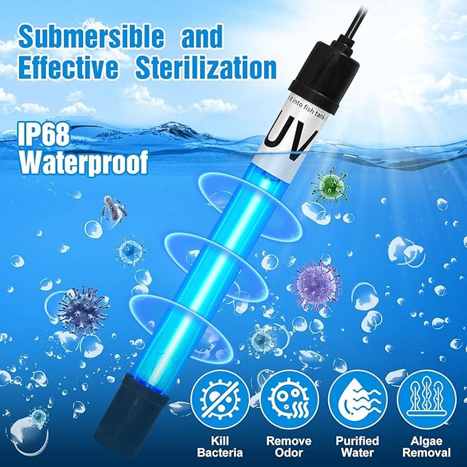 Turtle Tank Filter w/U-V Light for Large 40-150 Gal Tank 4-Stage Flow Adjustable Low Water Level Internal Deodorization Green Clean Machine Killing Cloudy Saltwater Freshwater Aquarium Crystal Clear