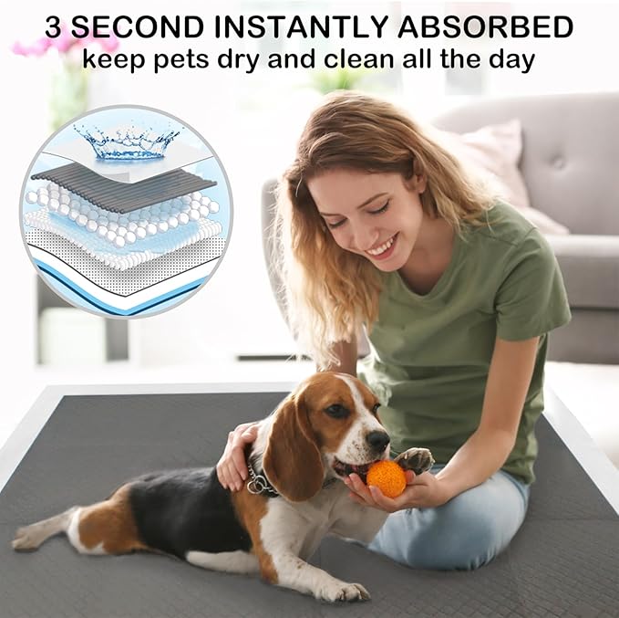 ELEGX Extra Large 28"x44" 40 Pcs Odor-Control Super Absorbency Charcoal Pee Pads for Dogs,Leak-Proof Pet Training Pee Pads,Thicken Disposable Potty Pads Puppy Training Pads for Cats Rabbits