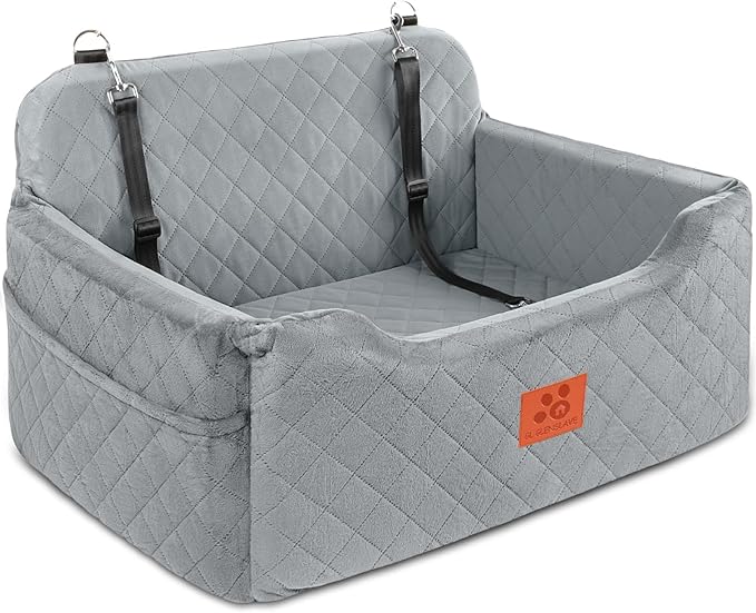 Dog Car Seat for Medium/Large Dogs, Dog Booster Seat for Pet Under 50lbs or 2 Small, Detachable and Washable Pet Car Seat,Multi-Functional Pet Travel Bed for Backseat(Grey)