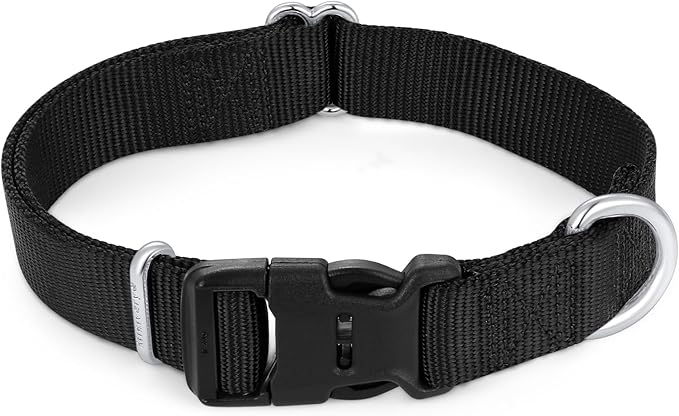 Mikivery Nylon Dog Collar with Quick Release Buckle Soft Adjustable Sturdy for Small Medium Large Dogs Black,M