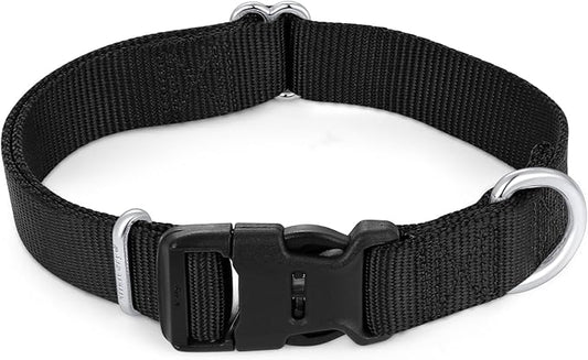 Mikivery Nylon Dog Collar with Quick Release Buckle Soft Adjustable Sturdy for Small Medium Large Dogs Black,M