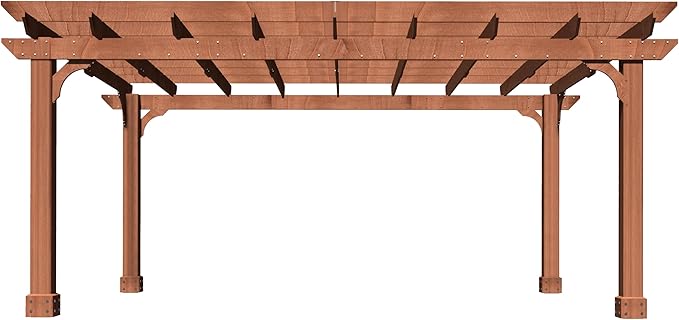MUPATER 12x14 FT Wooden Pergola, Cedar Pergola Kit with Roof, Outdoor Garden Shelter for Backyard, Deck, Lawn, Pool, Natural