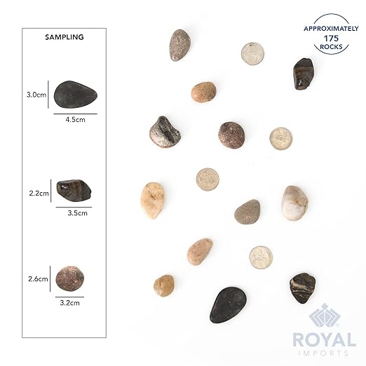 Royal Imports 5LBS River Rocks Decorative Ornamental Pebbles, Garden Landscaping Stones, Gravel Filler for Plants, Vases, Succulents, Home Decor, Aquariums, Crafting, Animal Habitat - Large Natural